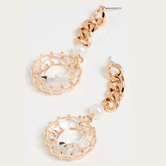 DANNIJO Authentic Sawyer Edgy Gold Chain Link Pearls & Crystals Loop Earrings - Picture 10 of 11